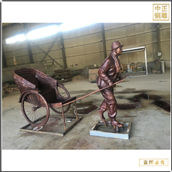 室外車(chē)夫人物雕塑加工 